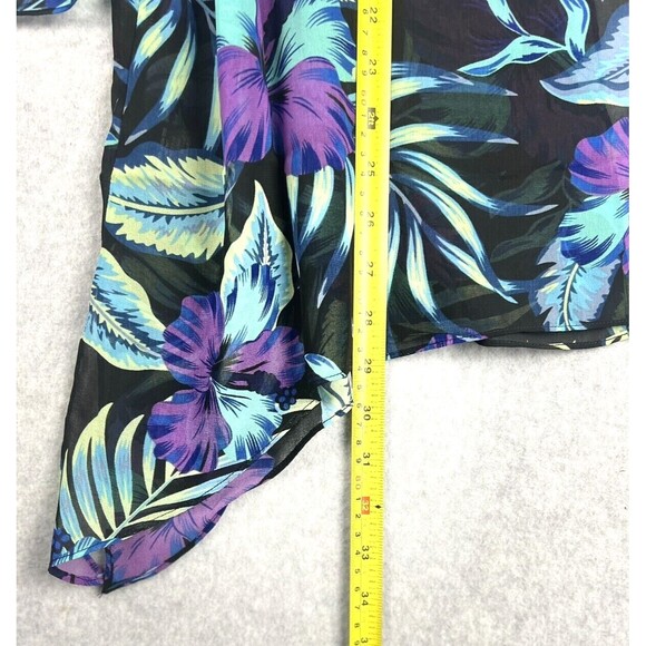 Colleen Lopez Blouse Womens Small Blue Floral Sheer Kimono Flowy Summer Vacation - Picture 9 of 14